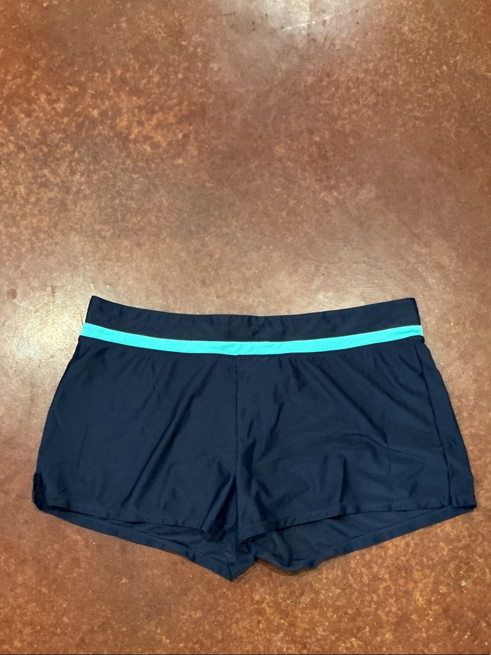 ZeroXposur Navy Swim Shorts with Teal Band